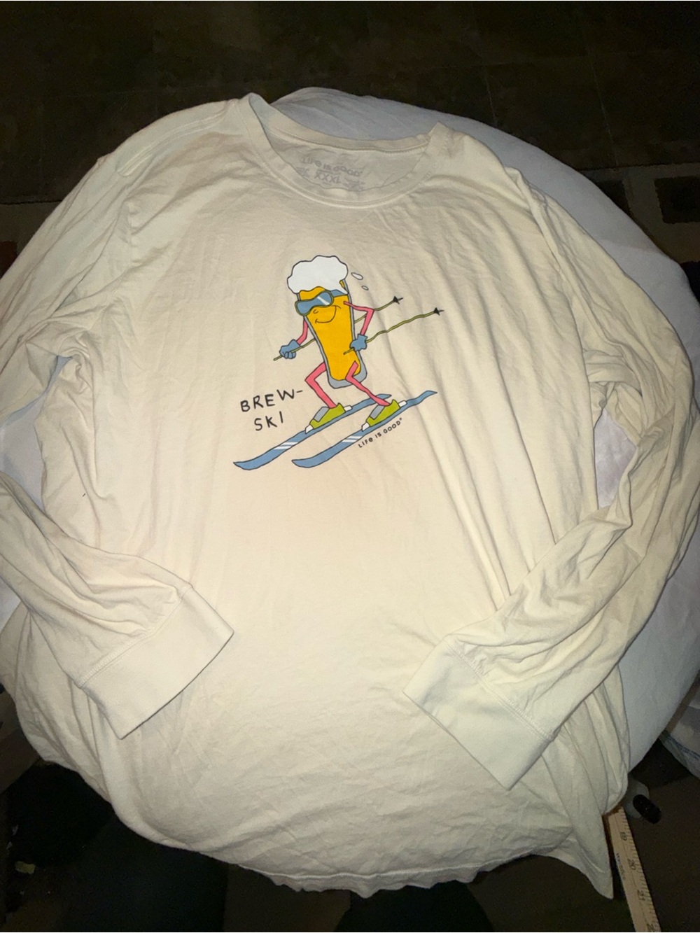 Brew-Ski Life Os Good Graphic Long-Sleeve Tee in Cream-XXXL